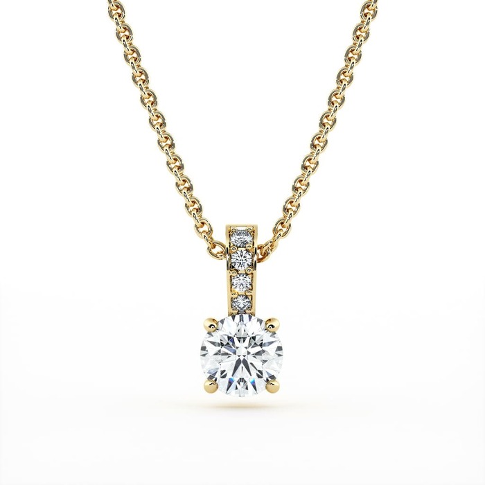 Pendant & Necklace Classics Diamond Yellow Gold Bail paved with diamonds