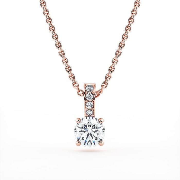 Pendant & Necklace Classics Diamond Pink Gold Bail paved with diamonds