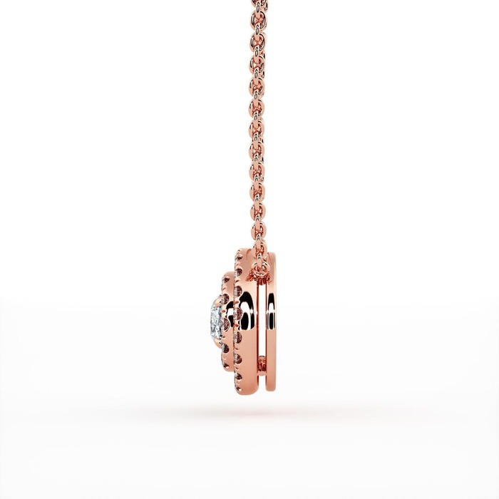 purchase Pendant & Necklace Classics Diamond Pink Gold Double Circle of Diamonds