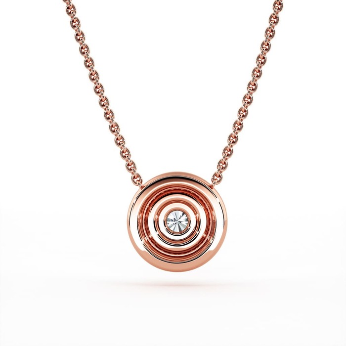 sell Pendant & Necklace Classics Diamond Pink Gold Double Circle of Diamonds