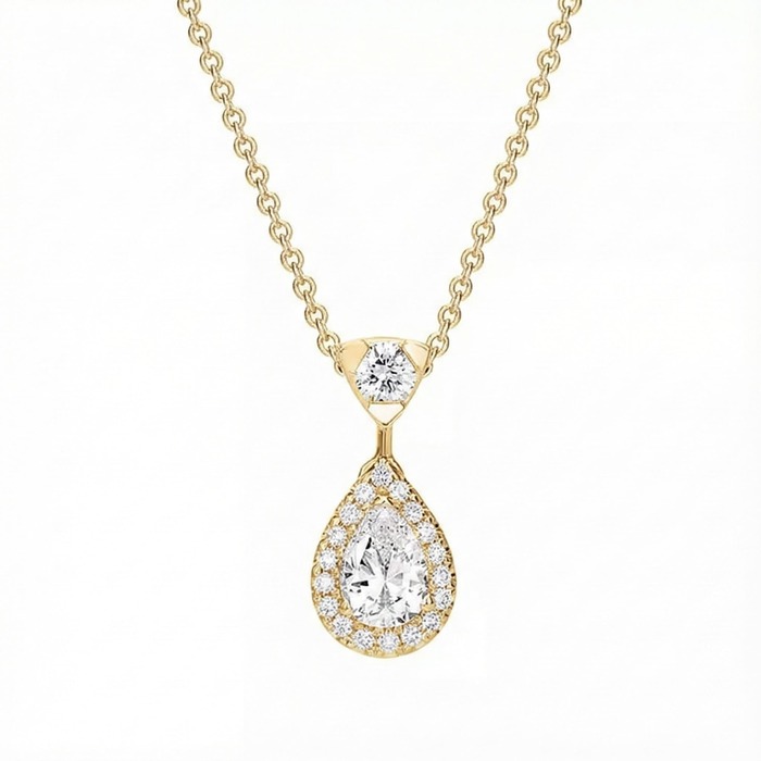 Pendant & Necklace Classics Diamond Yellow Gold micro-paved, PEAR SHAPE