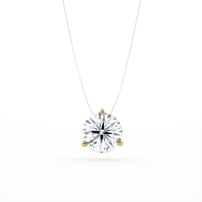 Pendentif Classique  Diamant Or Jaune Fil de peche