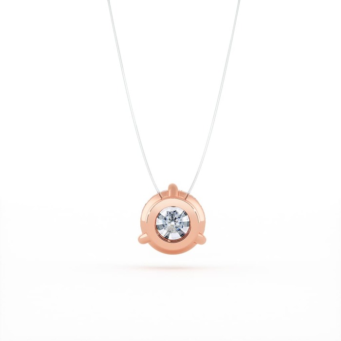 vente Pendentif Classique  Diamant Or Rose Fil de peche