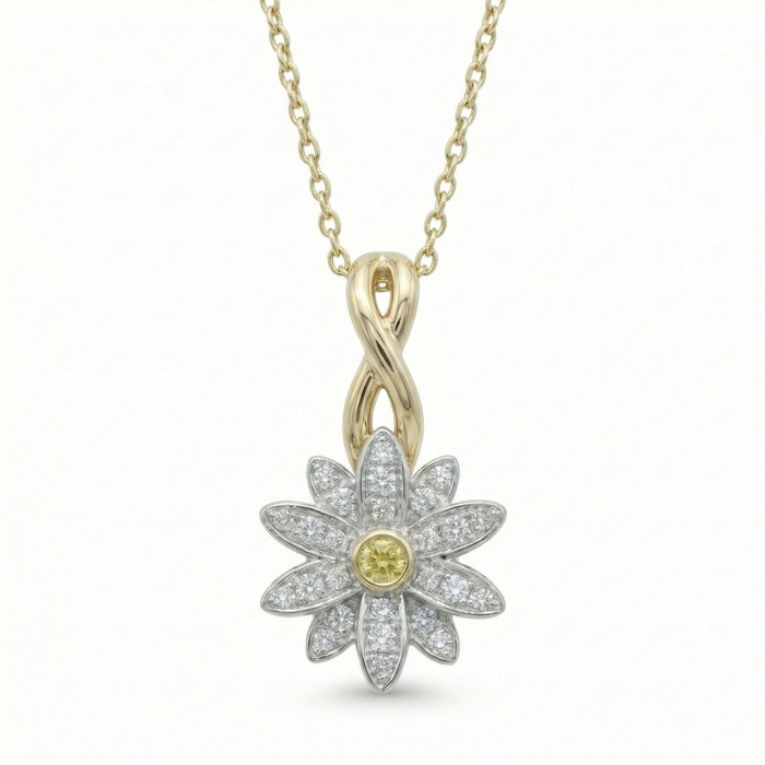 Pendant & Necklace Designer Jewellery Diamond Yellow Gold Sea Lily