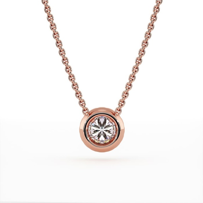vente Pendentif Classique  Diamant Or Rose pavé Brillant rond