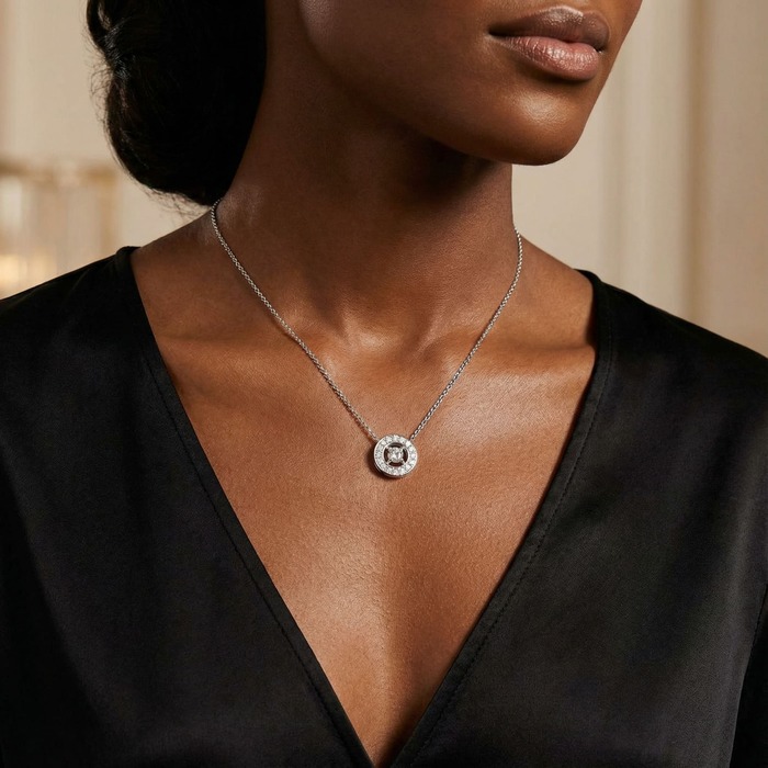 acheter Pendentif Classique Diamant Or Blanc pavé, CERCLE DES POETES