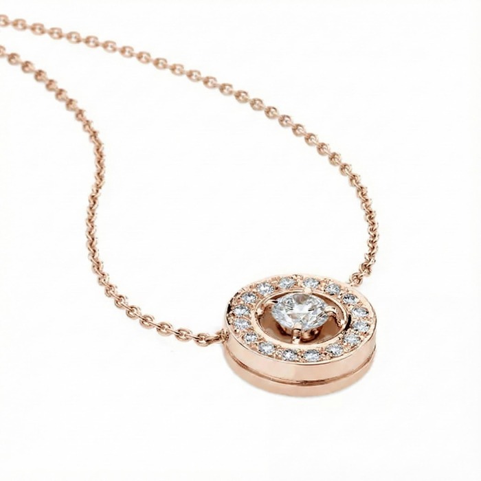 Pendentif Classique Diamant Or Rose pavé, CERCLE DES POETES