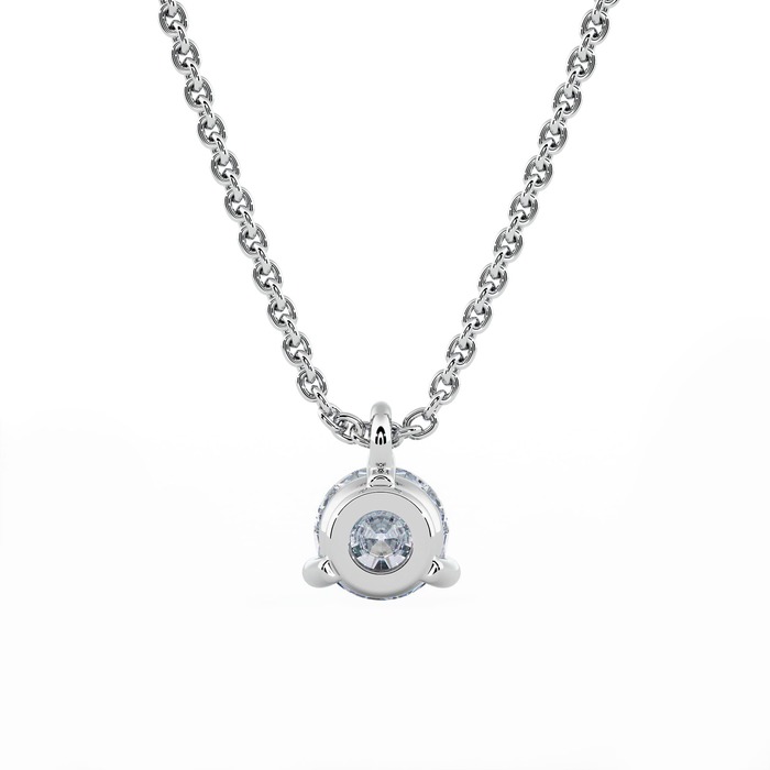 bijoux Pendentif Classique  Diamant Or Blanc Pendentif 3 Griffes