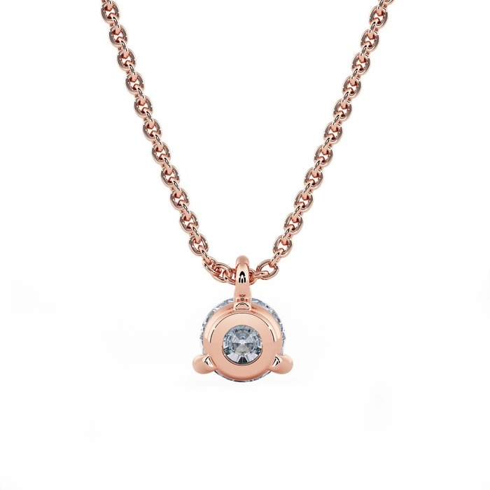 vente Pendentif Classique  Diamant Or Rose Pendentif 3 Griffes