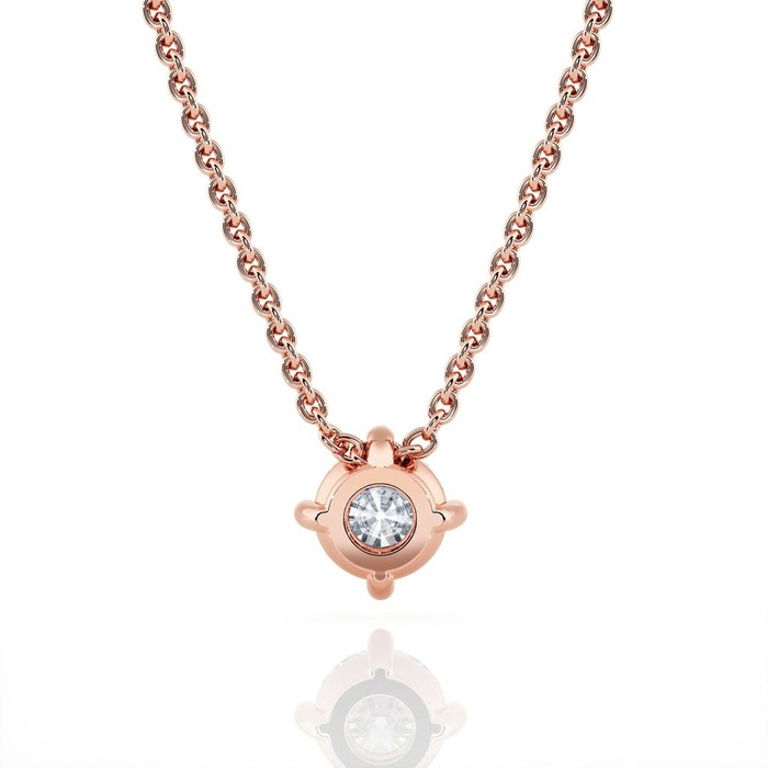 vente Pendentif Classique  Diamant Or Rose Pendentif 4 Griffes en croix