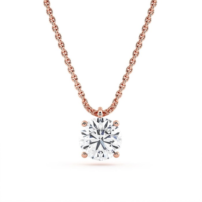 Pendant & Necklace Classics Diamond Pink Gold 4 CLAWS B