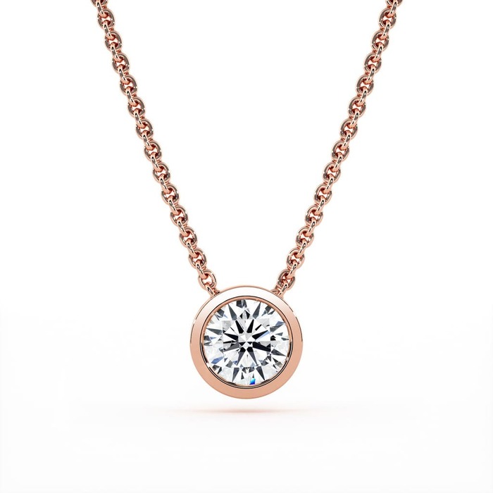 Pendentif Classique  Diamant Or Rose serti clos ETERNITE