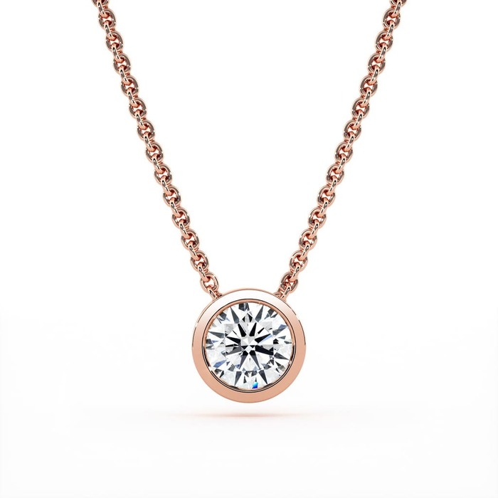 Pendentif Classique  Diamant Or Rose serti clos ETERNITE