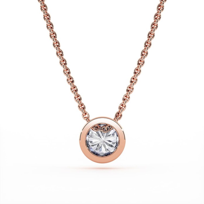 vente Pendentif Classique  Diamant Or Rose serti clos ETERNITE