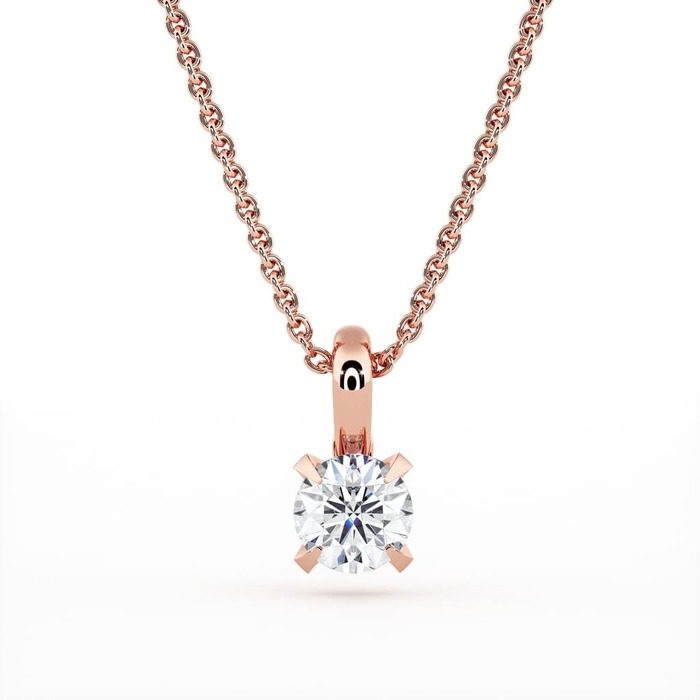 Pendant & Necklace Classics Diamond Pink Gold SOLITAIRE  N°1 with swivelling bail