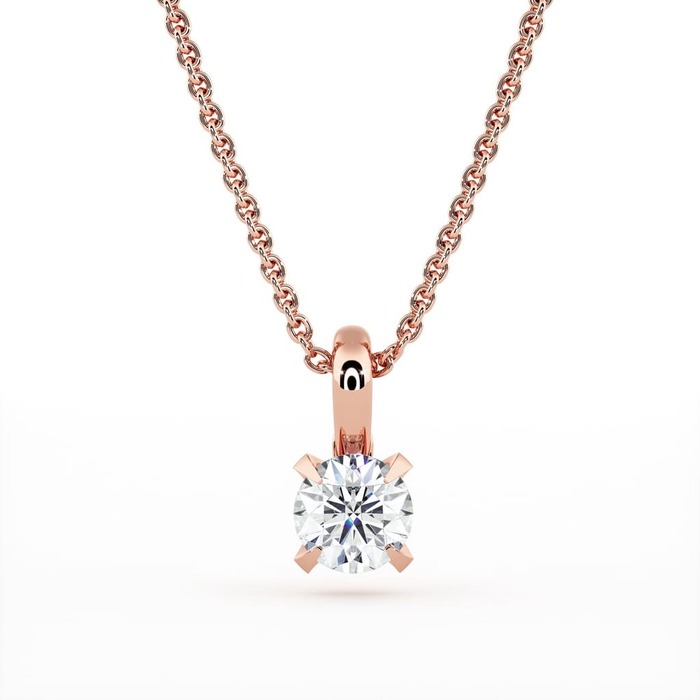 Pendentif Classique  Diamant Or Rose SOLITAIRE N°1 à  bélière pivotante