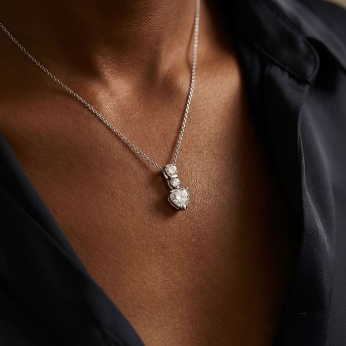 buy Pendant & Necklace Classics Diamond White Gold HEART shape +