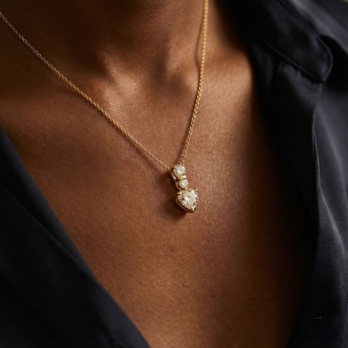 buy Pendant & Necklace Classics Diamond Yellow Gold HEART shape +