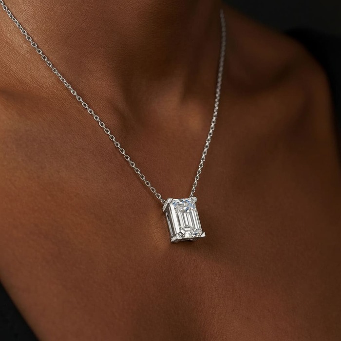 acheter Pendentif Classique  Diamant Or Blanc taille EMERAUDE