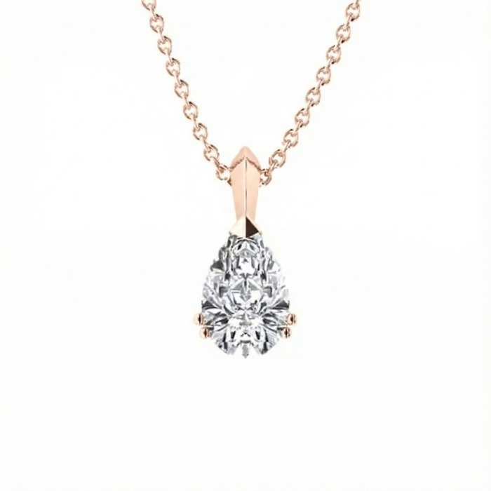 Pendentif Classique  Diamant Or Rose taille POIRE