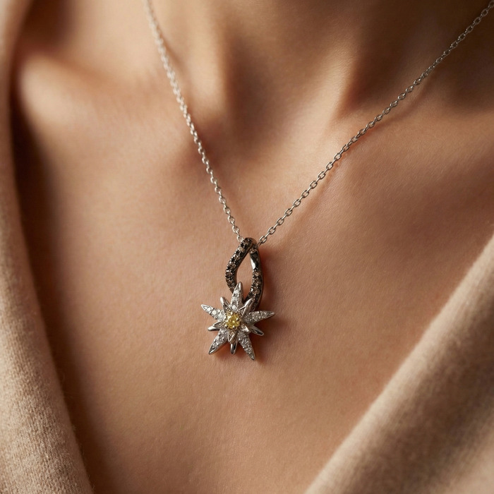 achat Pendentif Créateurs Diamant Or Blanc Terre d'Edelweiss