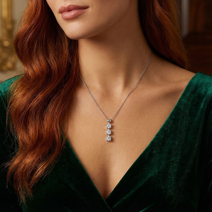 buy Pendant & Necklace Trilogy Diamond White Gold TRILOGY 3