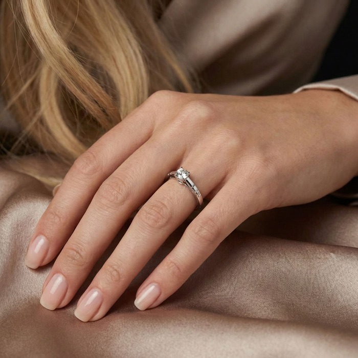 acheter Solitaire  Classique  Diamant Or Blanc 1-Jour 1-Nuit 4-Griffes et traits-d'UNION