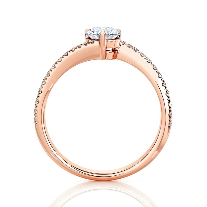 sell Engagement ring Paved  Diamond Pink Gold 3 claws and diamond band