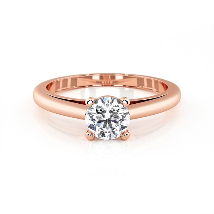 Solitaire  Classique  Diamant Or Rose 4 Griffes Classic