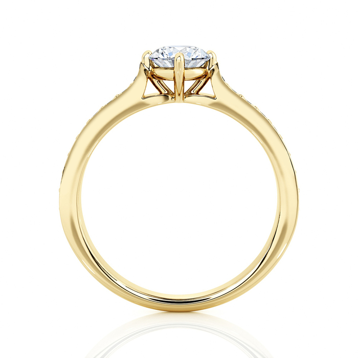sell Engagement ring Paved  Diamond Yellow Gold 4 claws cross and diamond band