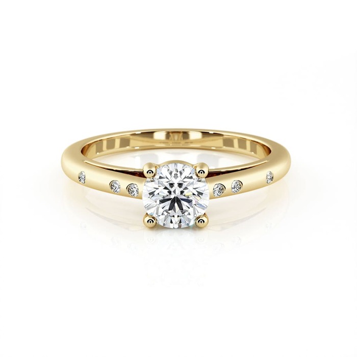 purchase Engagement ring Paved  Diamond Yellow Gold 4 Claws Bi-LED