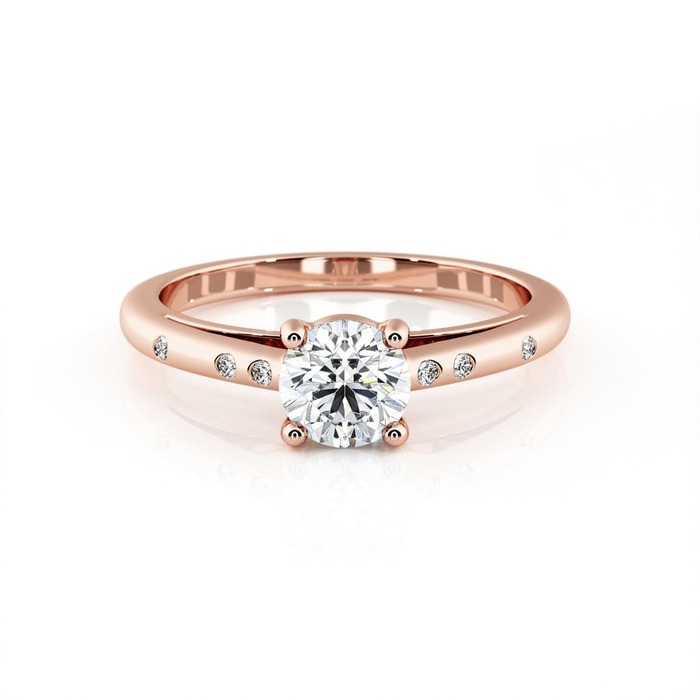 purchase Engagement ring Paved  Diamond Pink Gold 4 Claws Bi-LED