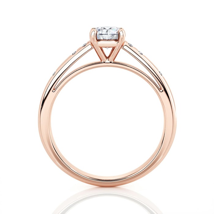 sell Engagement ring Paved  Diamond Pink Gold 4 Claws Bi-LED