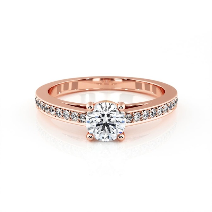 achat Solitaire  Classique avec pavage  Diamant Or Rose  4 Griffes pavé