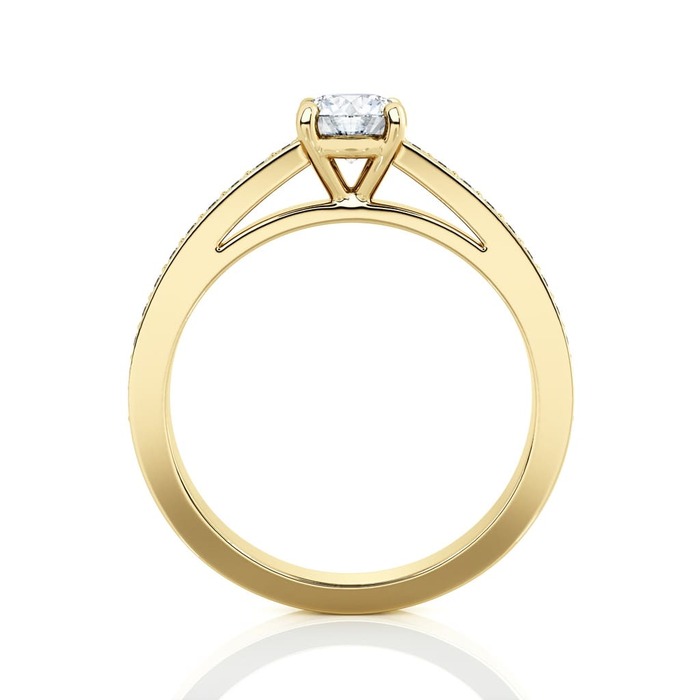 sell Engagement ring Paved  Diamond Yellow Gold 4 claws and diamond band