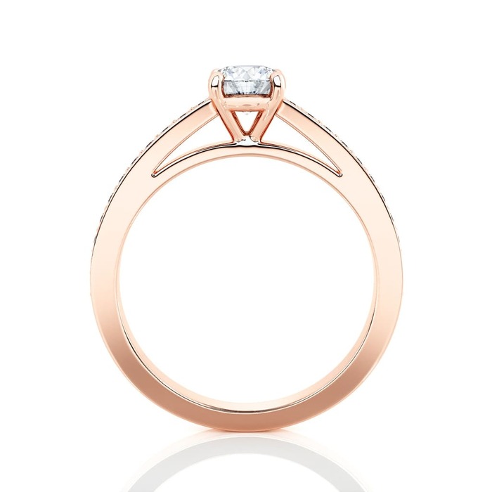 sell Engagement ring Paved  Diamond Pink Gold 4 claws and diamond band