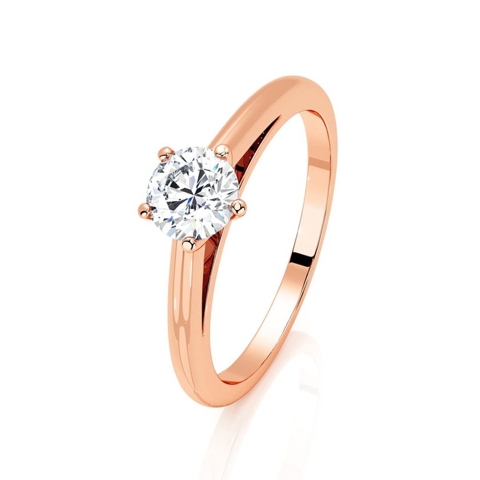 Solitaire  Classique  Diamant Or Rose 5 Griffes Classic