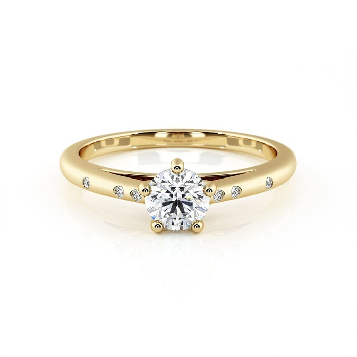 purchase Engagement ring Paved  Diamond Yellow Gold 5 Claws Bi-LED