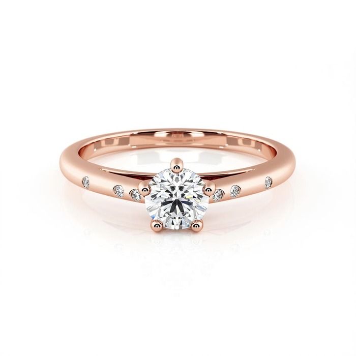 purchase Engagement ring Paved  Diamond Pink Gold 5 Claws Bi-LED
