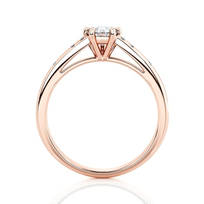 sell Engagement ring Paved  Diamond Pink Gold 5 Claws Bi-LED