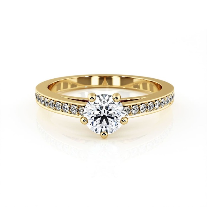 achat Solitaire  Classique avec pavage  Diamant Or Jaune 5 Griffes pavé