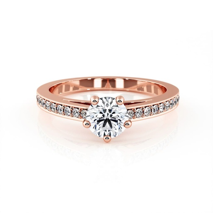 purchase Engagement ring Paved  Diamond Pink Gold 5 claws and diamond band
