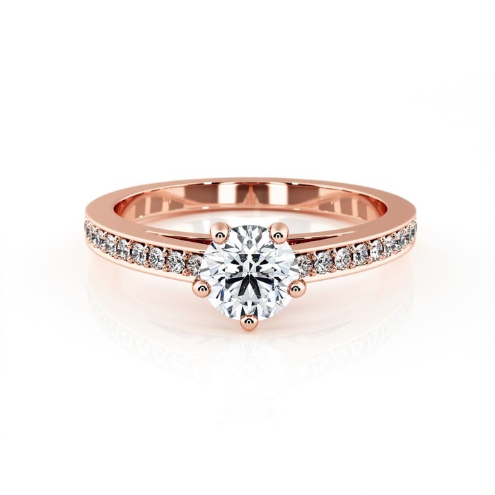 achat Solitaire  Classique avec pavage  Diamant Or Rose 5 Griffes pavé