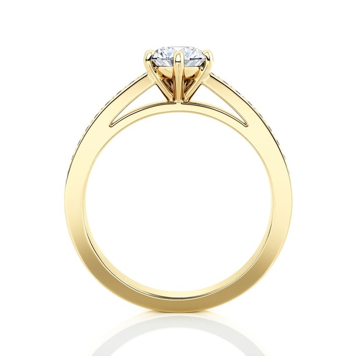 sell Engagement ring Paved  Diamond Yellow Gold 5 claws and diamond band