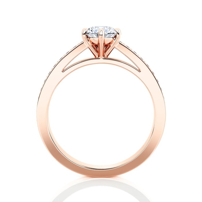 sell Engagement ring Paved  Diamond Pink Gold 5 claws and diamond band