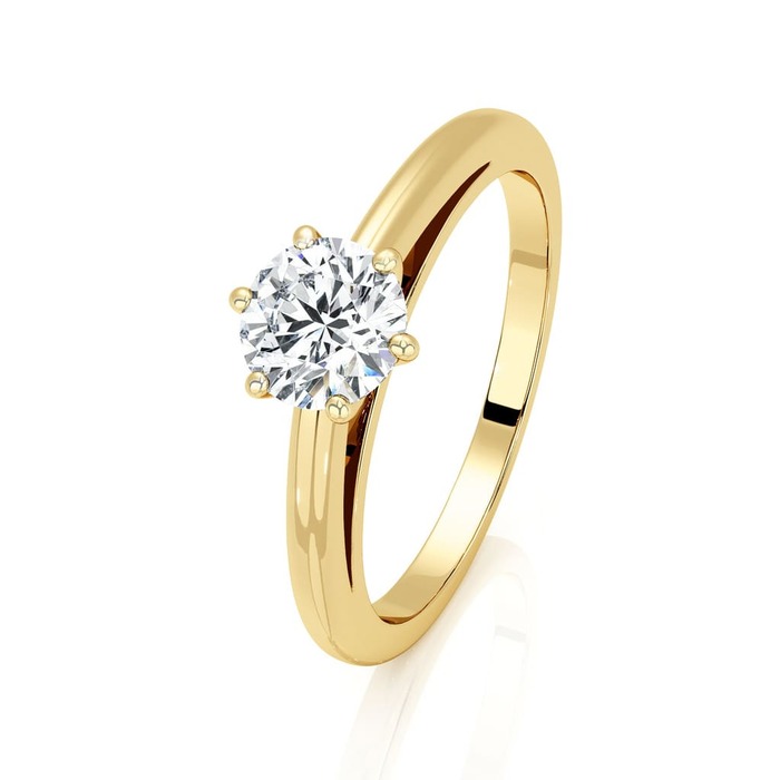 Solitaire  Classique  Diamant Or Jaune 6 Griffes Classic