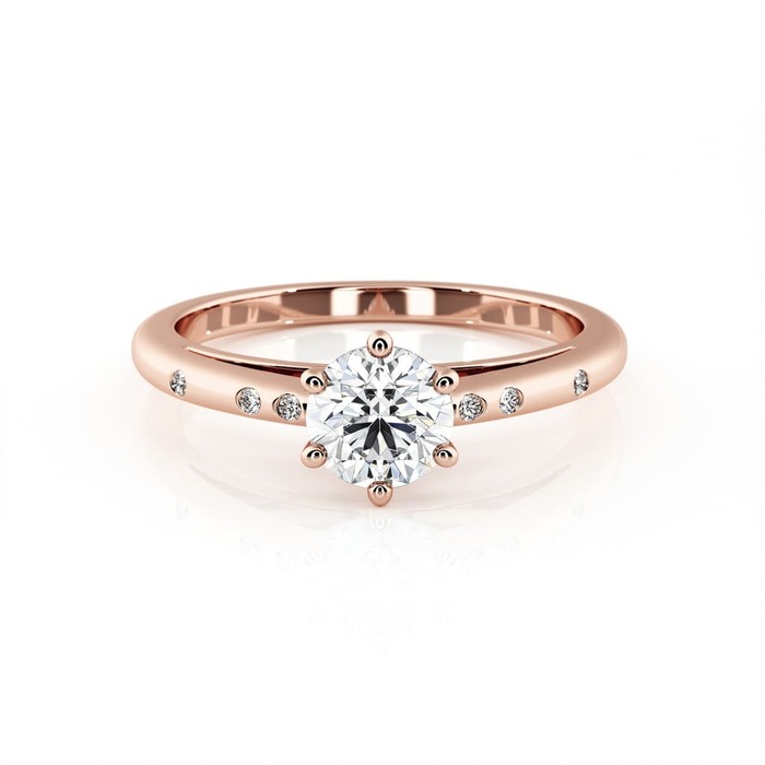 purchase Engagement ring Paved  Diamond Pink Gold 6 Claws Bi-LED