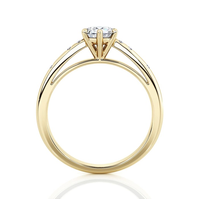 sell Engagement ring Paved  Diamond Yellow Gold 6 Claws Bi-LED
