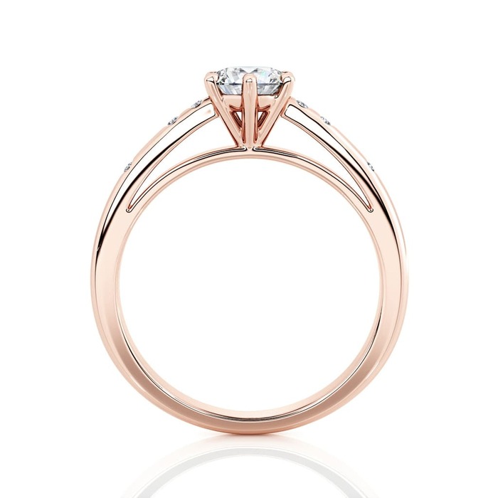 sell Engagement ring Paved  Diamond Pink Gold 6 Claws Bi-LED