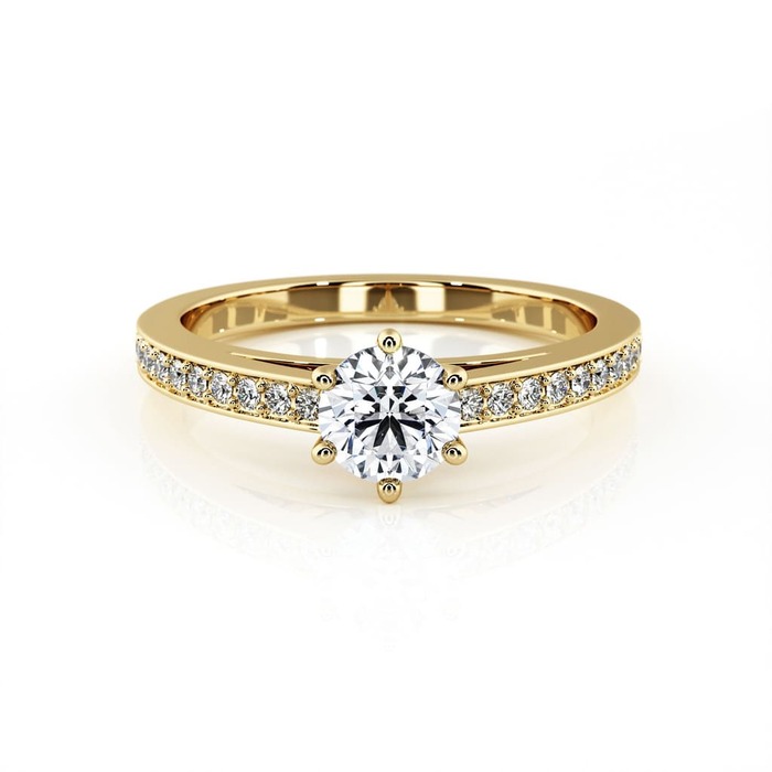 achat Solitaire  Classique avec pavage  Diamant Or Jaune 6 Griffes pavé